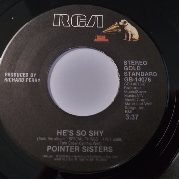 Pointer Sisters – Fire & He's So Shy UNPLAYED 45RPM 4th Edition RCA GSS Record - Picture 3 of 3